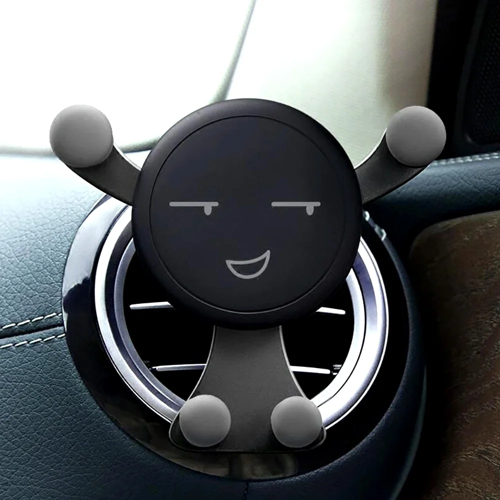 Gravity Car Phone Holder Air Vent Clip Smile Face Mount Mobile Cell Stand GPS Stand Support For iPhone 12 Pro Max Xiaomi Samsung