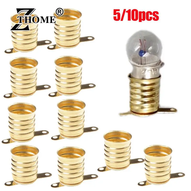 5/10pcs set E10 Straight Copper Light Bulb Screw Base PCB Socket Lamp Holder