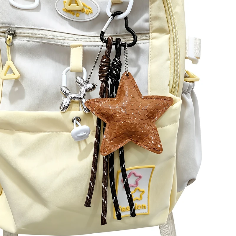 Neuer Leder-Stern-Taschenanhänger, niedlicher Ballonhund, dekorativer Schlüsselanhänger, modisches geflochtenes Seil, Taschenhängedeko – Detail 5