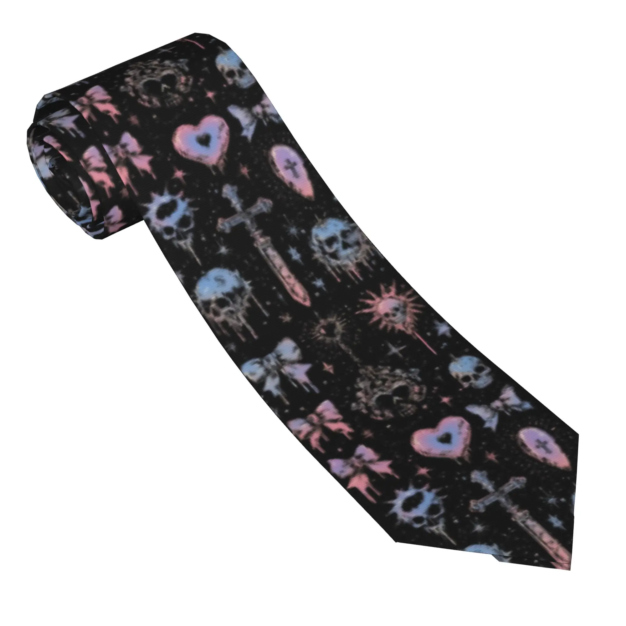 Halloween Gothic Men Neckties Polyester 8 cm Classic Goth Coquette Neck Ties for Mens Accessories Cravat Wedding Business