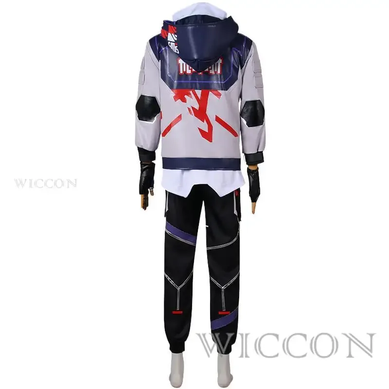 Game Valorant ISO Cosplay Costume Wig Hooded Sweatshirt Pants Top Uniform Accessories Halloween Christmas Carnival Suit