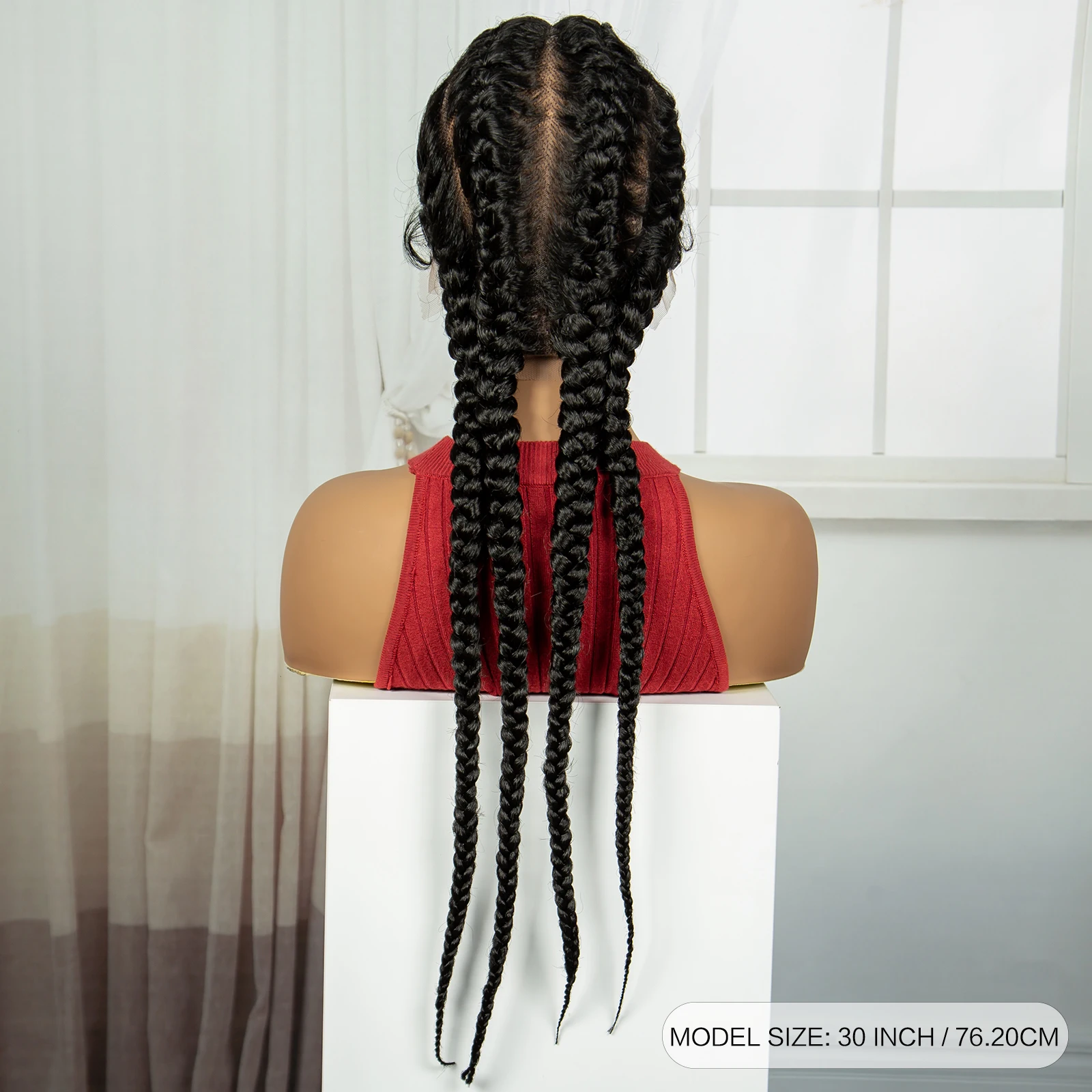 30 بوصة كورنو شعر مستعار مضفر الاصطناعية الدانتيل الكامل الطبيعي شعر مستعار دانتيل مضفر مع شعر الطفل Knotless الضفائر الباروكات للنساء السود