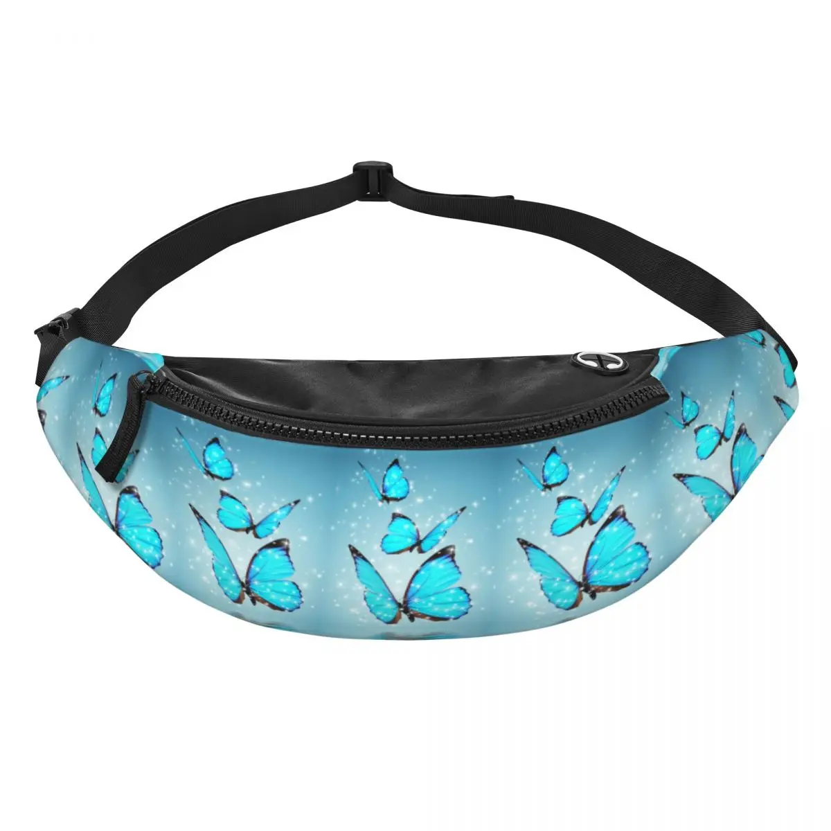 Custom Colorful Butterfly Fanny Pack for Men Women Fashion Crossbody Waist Bag Cycling Camping Phone Money Pouch