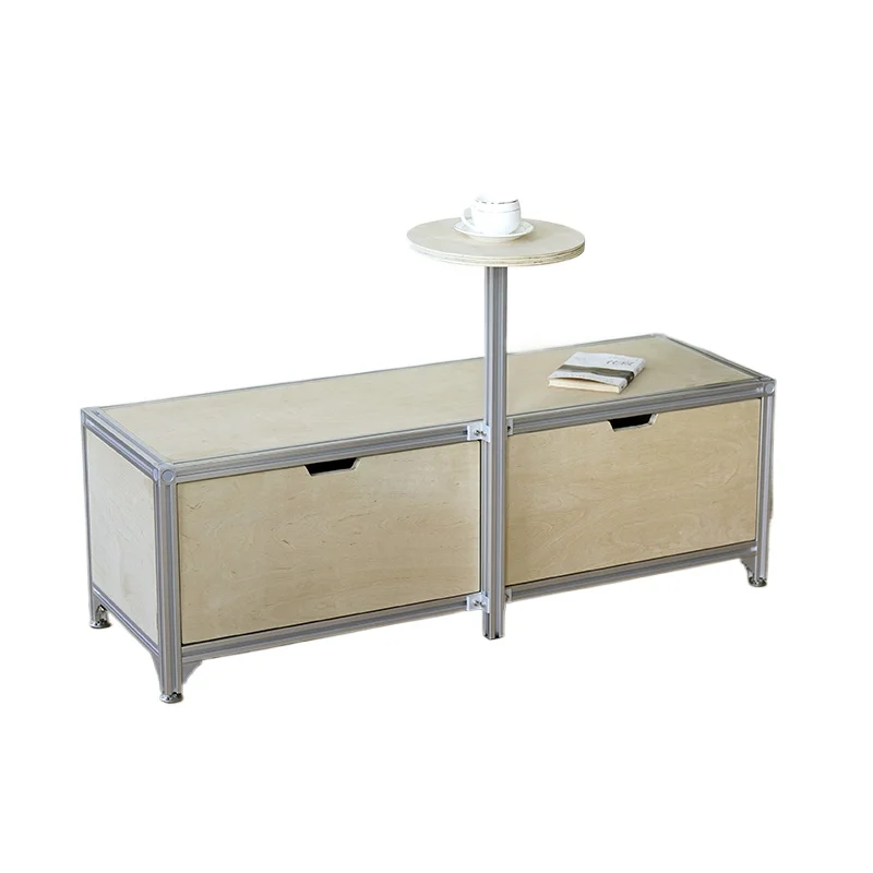 

Industrial style aluminum profile table and chair integrated combination coffee shop card seat log style locker bench bench dual