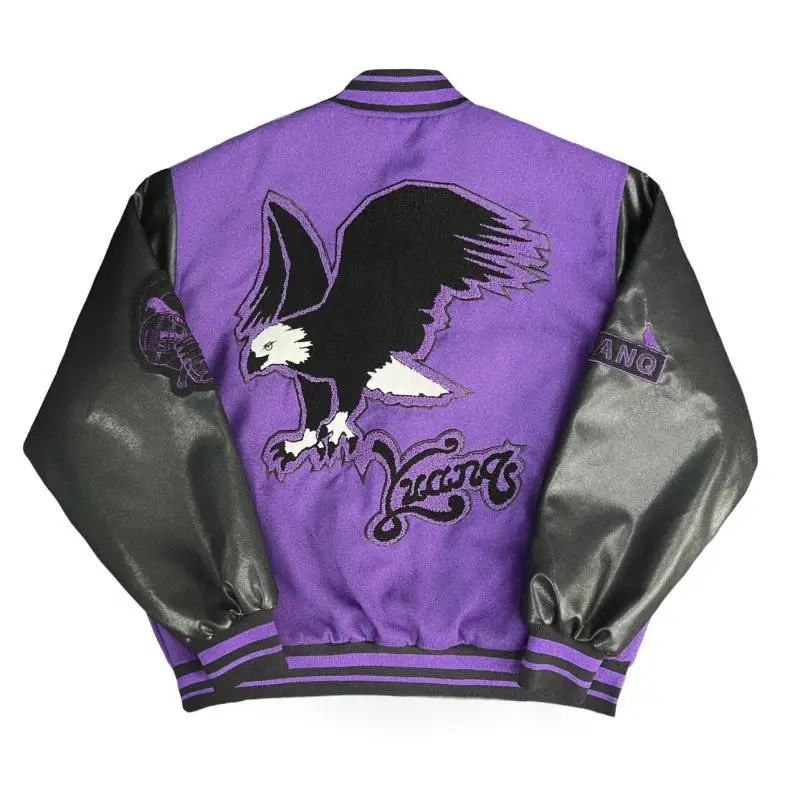 Chaquetas bordadas de águila para hombres y mujeres, chaquetas de béisbol, chaquetas casuales sueltas de hip-hop americano, tops de moda nacional