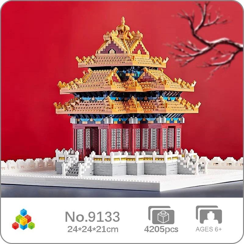 YZ 9133 World Architecture Imperial Palace Watchtower Pavilion Tower Mini Diamond Blocks Bricks Building Toy For Children No Box