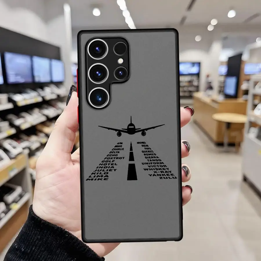 Custodia per Samsung Galaxy S9 S23 Ultra S8 S20 S24 S21 FE S25 S22 Plus Nota 20 10 Cover morbida Aereo Route Decollo