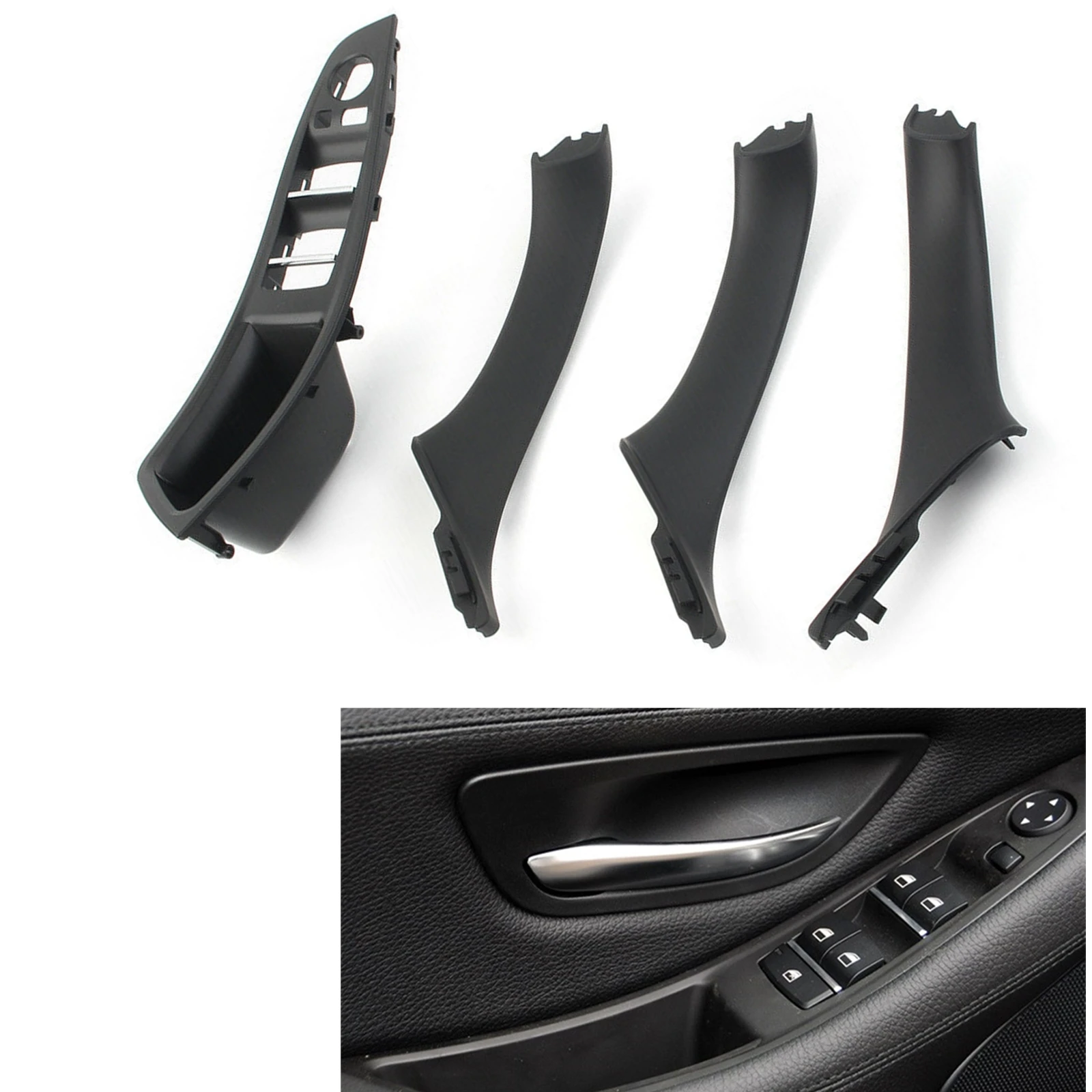 

For BMW 5 Series F10 F11 F18 2010-2017 520i 523i 525i 528i Car Black Window Switch Armrest Panel Door Handle