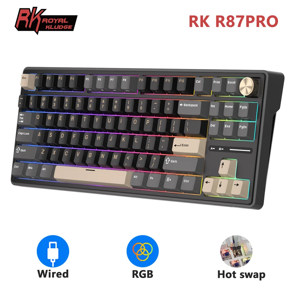 ロベ　rk.k RK Royal Kludge RK R87Pro Gasket Wired Gamer Keyboard Hot