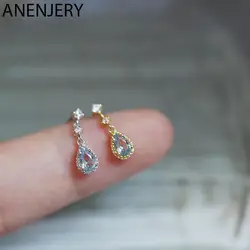 ANENJERY Zircon Drop Shaped Studs Earrings For Women Exquisite Simple Popular Jewelry Gift Wholesale