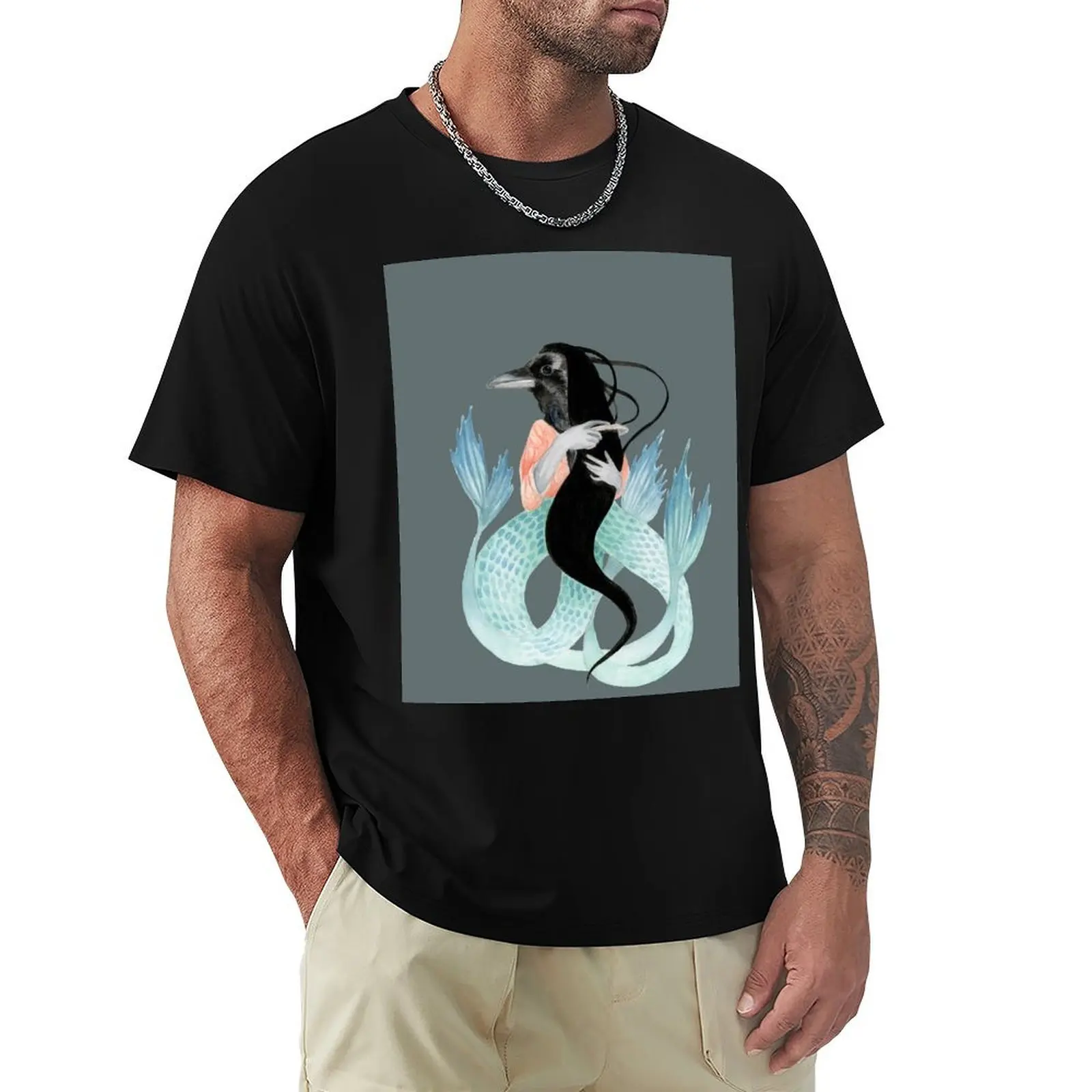 Yokai Amabie on Colored Background T-Shirt Moisture Wicking Athletic T-Shirt