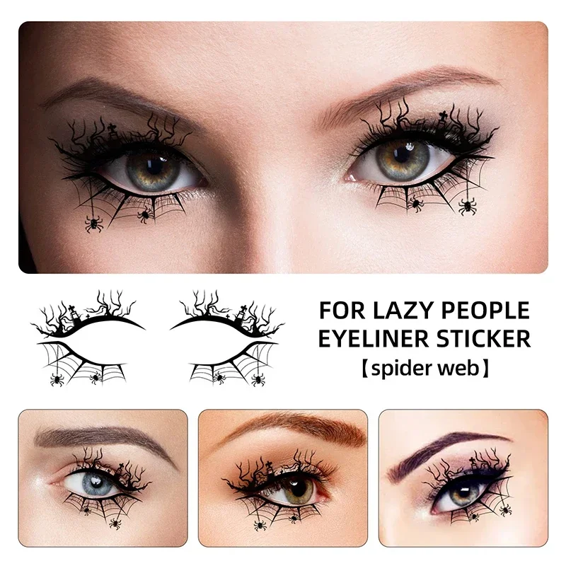 Halloween Eye Spider Web Tattoo Halloween Makeup Eye Temporary Tattoo Facial Face Transfer Sticker Beauty Supply For Party, Danc