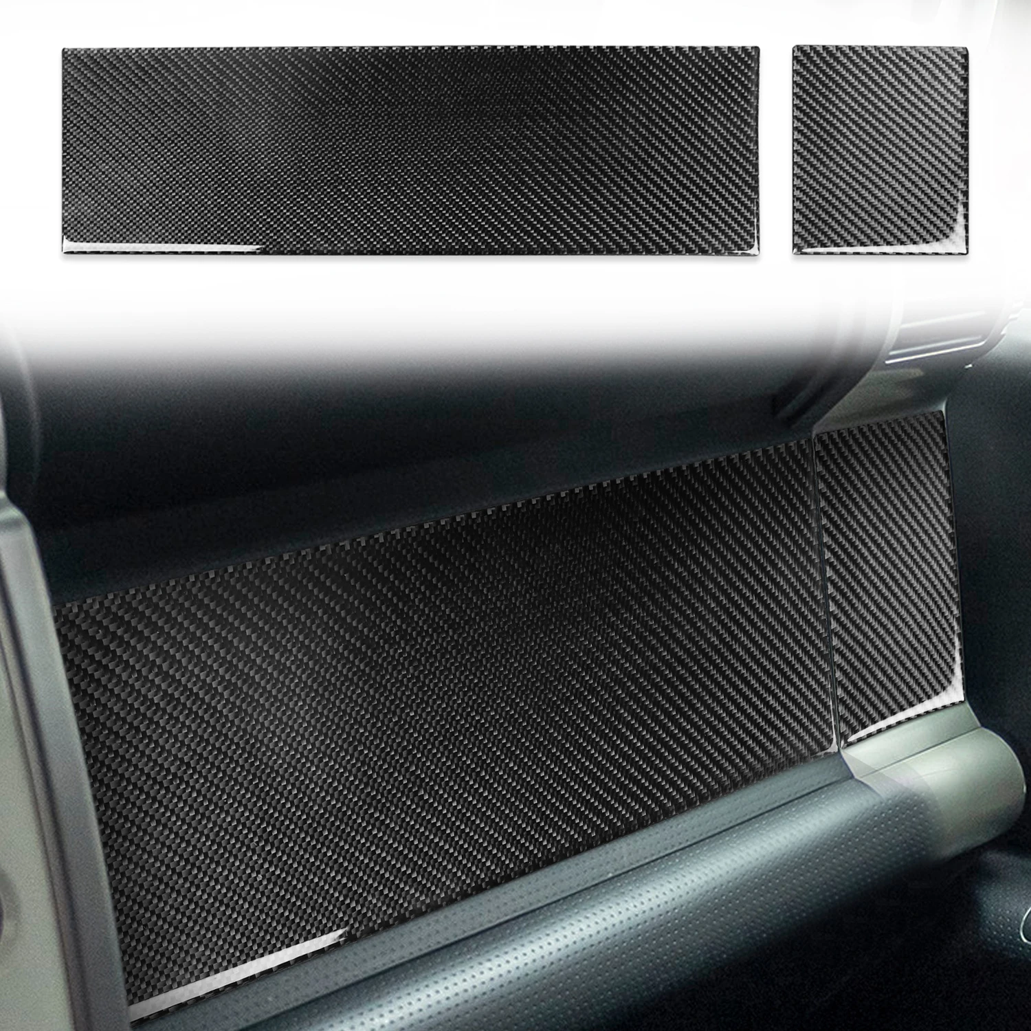 

Car Accessories For Toyota FJ Cruiser 2007-2023 Real Carbon Fiber Co-Pilot Glove Box Panel Cover Sticker Trim 2pcs