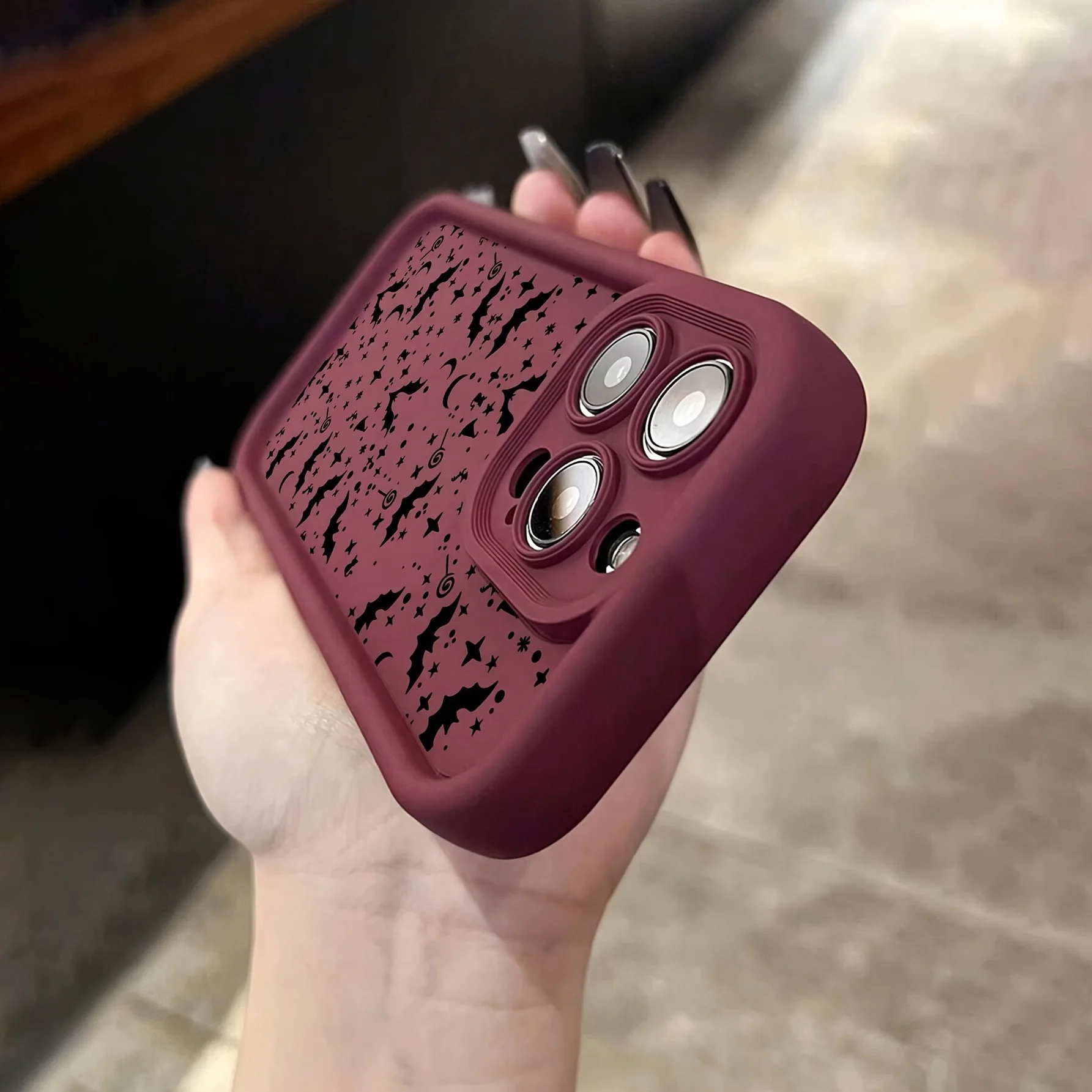 Чехол с рисунком летучих мышей, звезд и луной для создания загадочной атмосферы, подходит для iPhone от 17 до 11 Pro Max Plus.