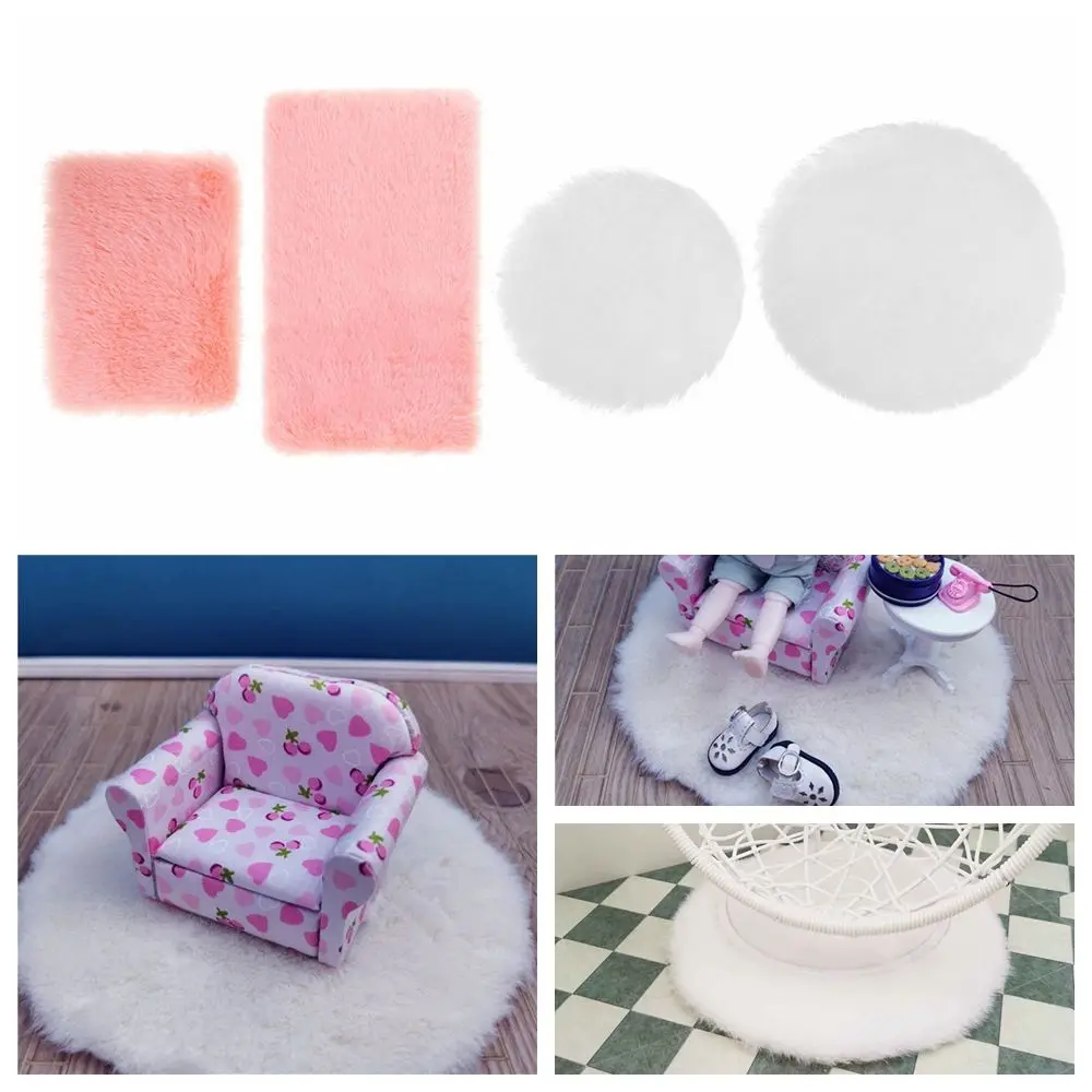 Geschenk Nordischer Stil Spielhaus Miniatur Haariger Teppich Zubehör Puppenhaus Teppich Mini Bodenmatte