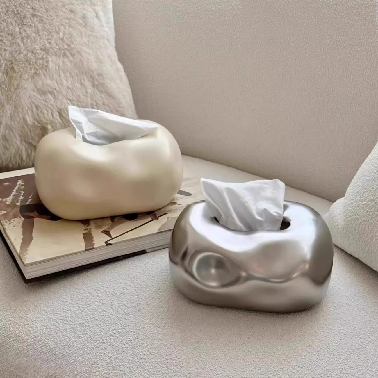 

Nordic Ceramic Tissue Box Household Tissue Storage Box Decoration Advanced Napkin Holder Living Room Dining Table Tissue Case