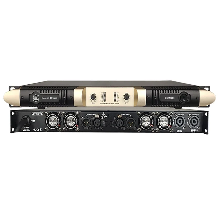 

Roland Crown Digital dj systems power amplifier 2 channel 2000 watts R2-2000 1U 2 channel stereo amplifier power