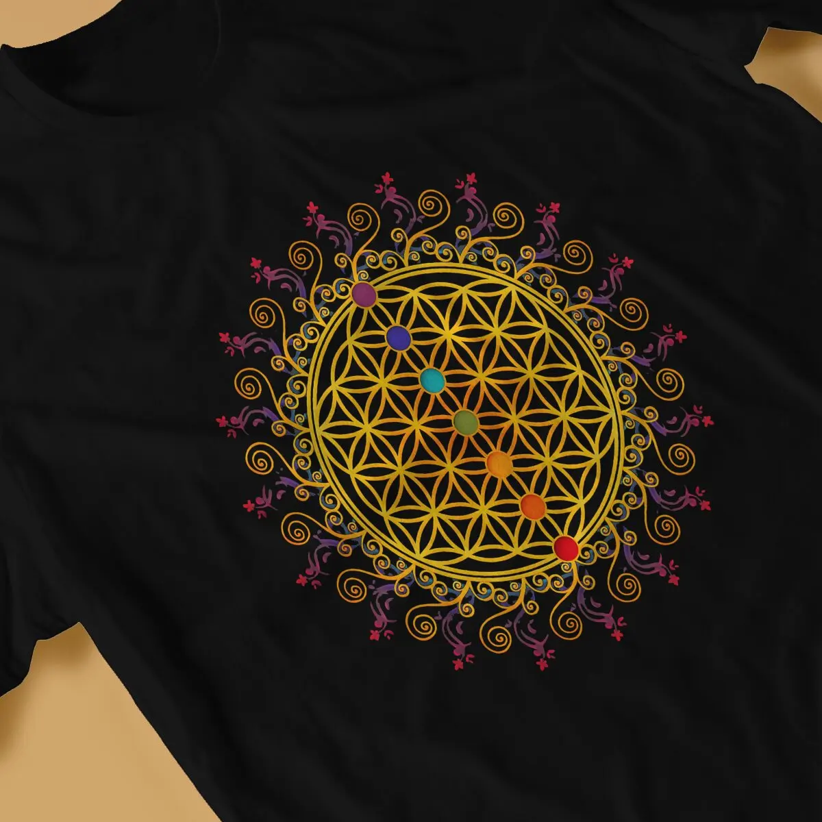 Carina Nebula Flower Of Life CHAKRAS Tshirt Graphic Men Tops Vintage Grunge Summer Polyester Streetwear Harajuku T Shirt