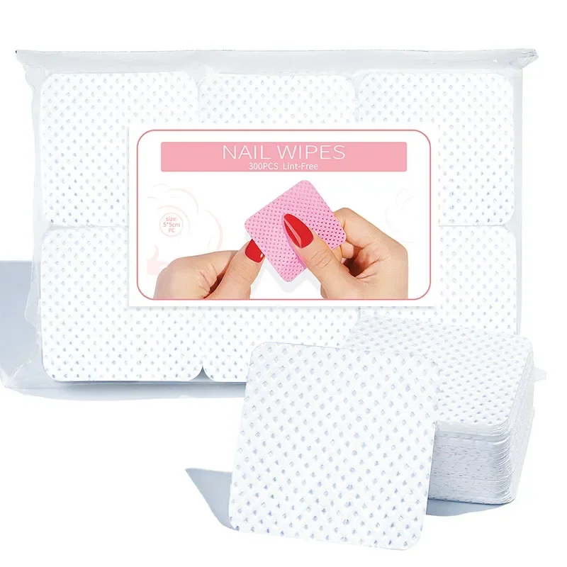 //@300PCS Lint-Free Nail Polish Remover Napkin - Colorful Cotton Pads, UV Gel Dust Cleaner for Manicure Tools