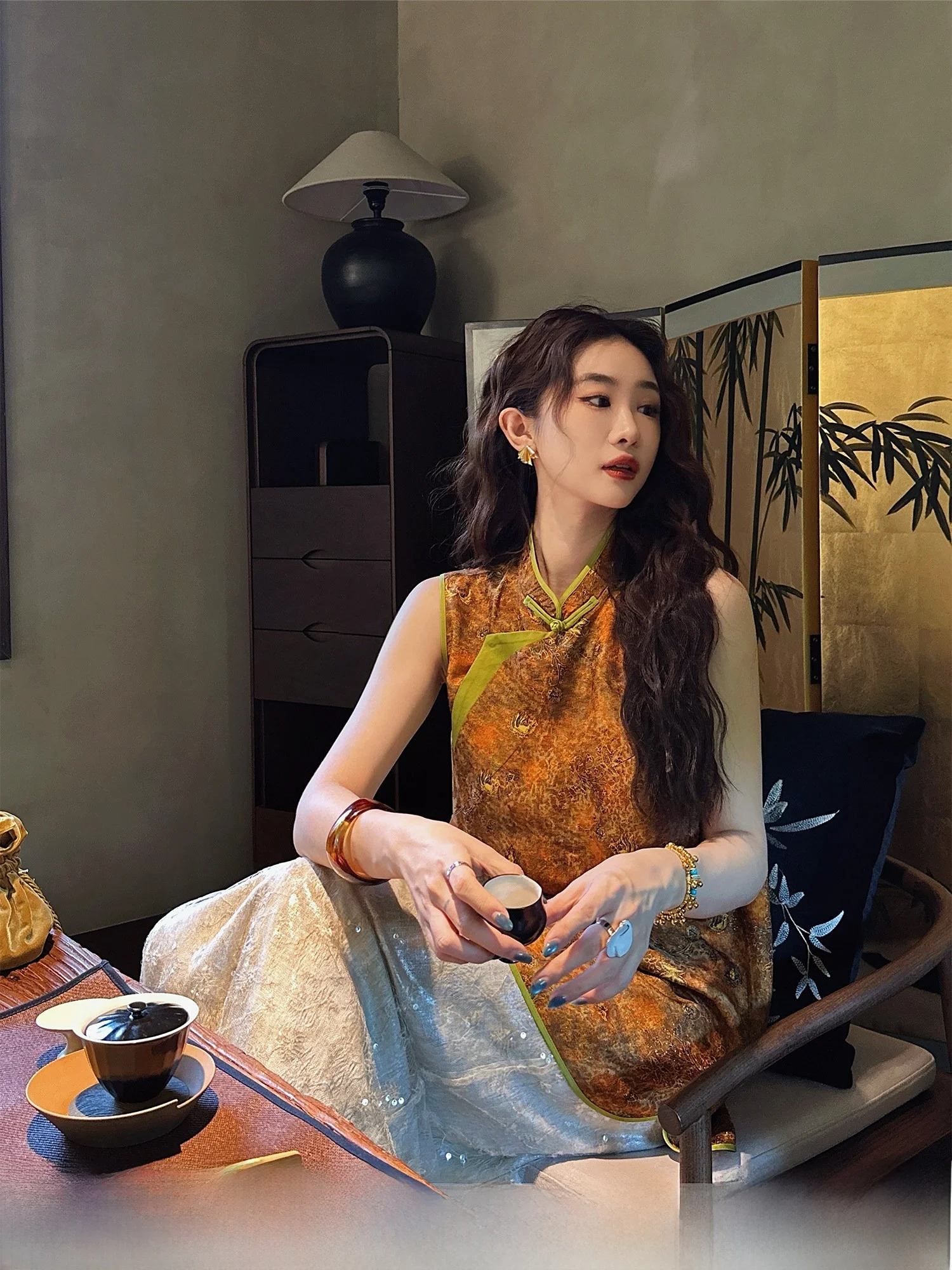 

Новая женская блузка Sanji Bla Flower в китайском стиле: тонкая, роскошная, с ощущением высокого класса, прохладная на ощупь, модная.