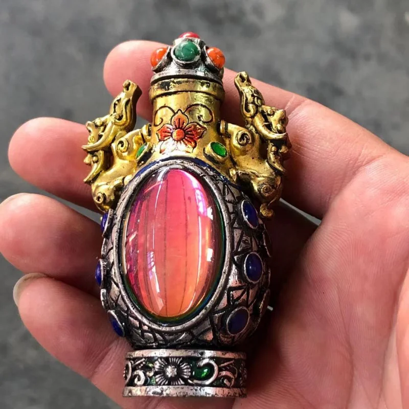 

Антикварные разные этнические поделки, медная бутылка для табака в тибетском стиле, винтажная репродукция, старые товары, цельный дропшиппинг