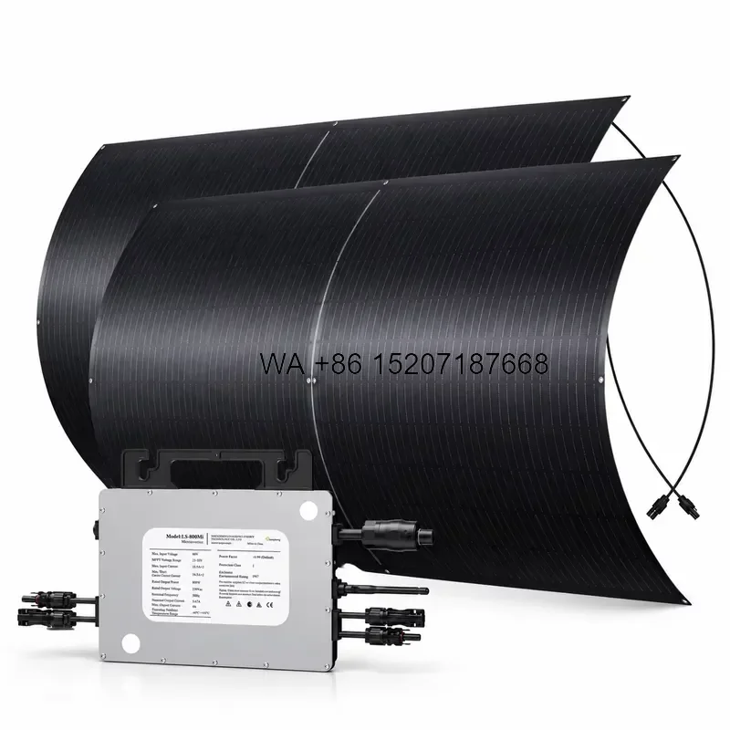 Wmwmnu 800W Flexible Solar Panel System with Micro Inverter for Balcony Solar Kit Plug and Play PV Power System
