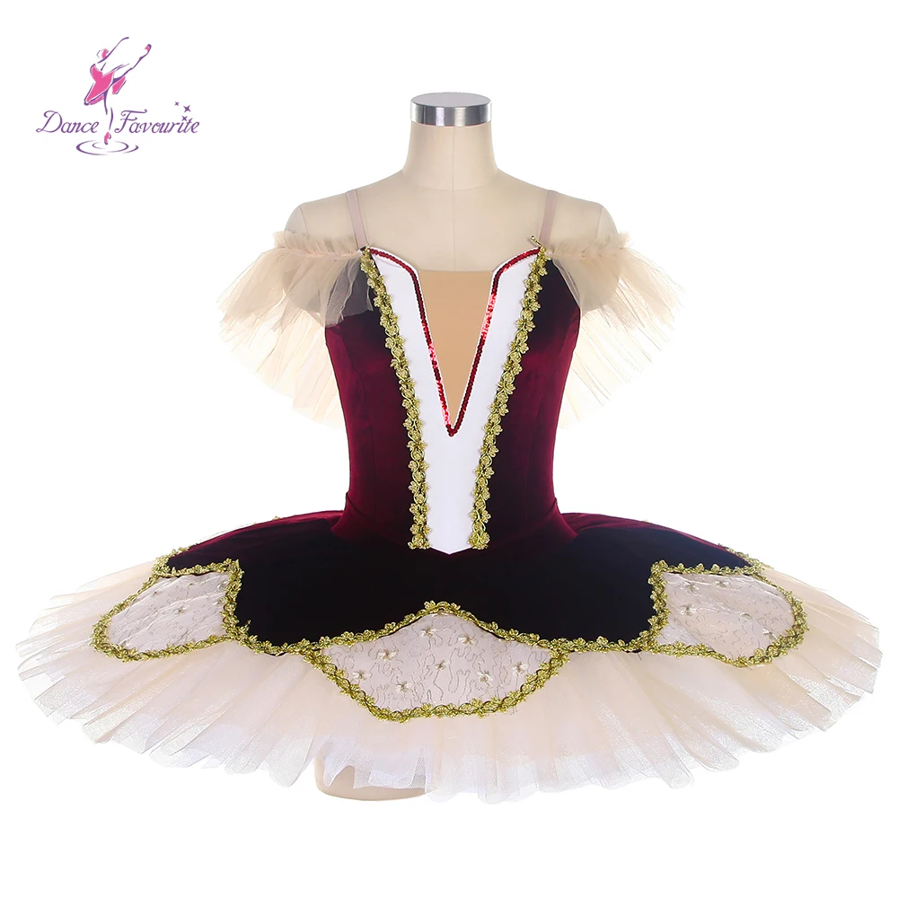 BLL133 Pre-professional Costumes  Velvet Bodice With Gold  Applique Ballerina Tutu Ballet Costumes