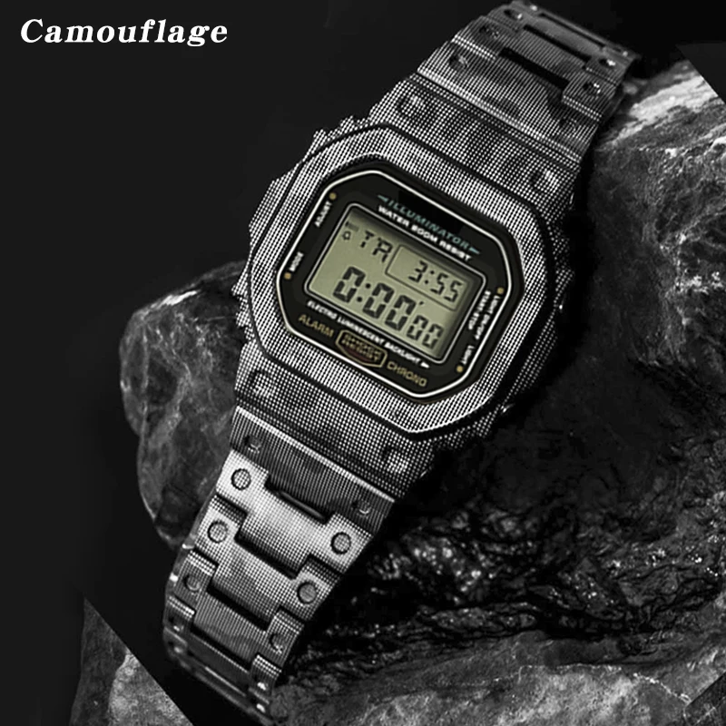 Stainless Steel DW5600 GMWB5000 GWB5600 G5600E GWM5610 GW5000 Mecha Metal Bezel Mod Kit For Casioak Watch Case band With Tools
