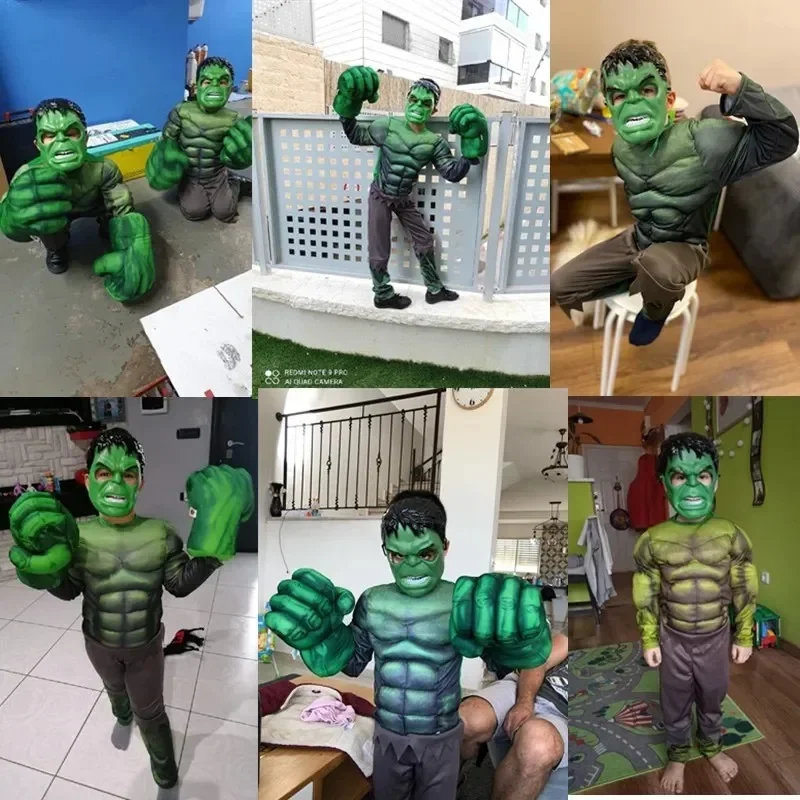 新 2025 ハロウィンボーイズスーパーヒーローコスチューム筋肉スーツグリーンジャイアントコスプレ服子供アニメパーティー誕生日ギフトドレス wrl88 z