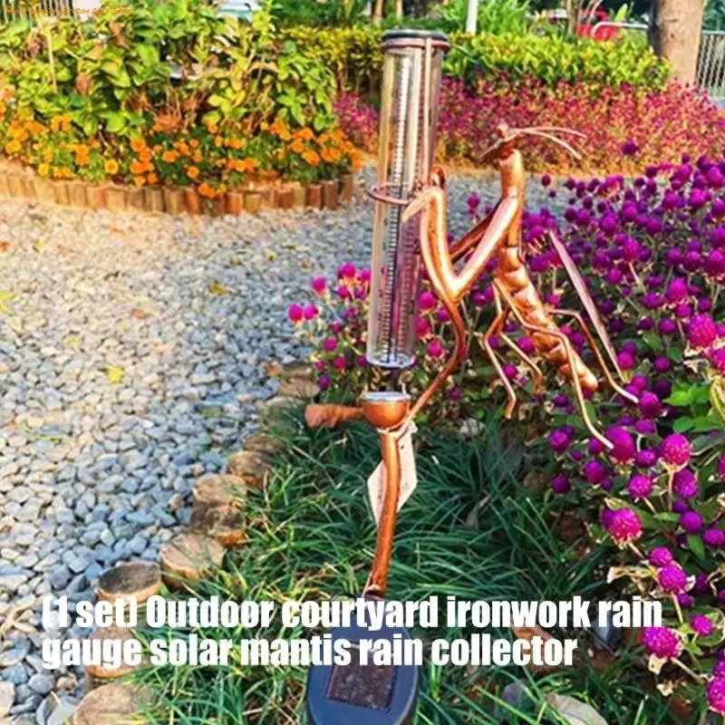 203F Simple Solar Energy Rain Measure Gauge Correct Rain Measurement Meter Themed decoration for Grounds Outside Weather