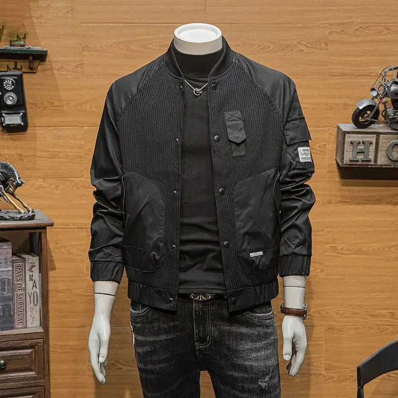 

New Fashion Youth Patchwork Stand Collar Jacket Male Leisure Outwear Large Size Men Clothing Spring Autumn Baseball Top 2024