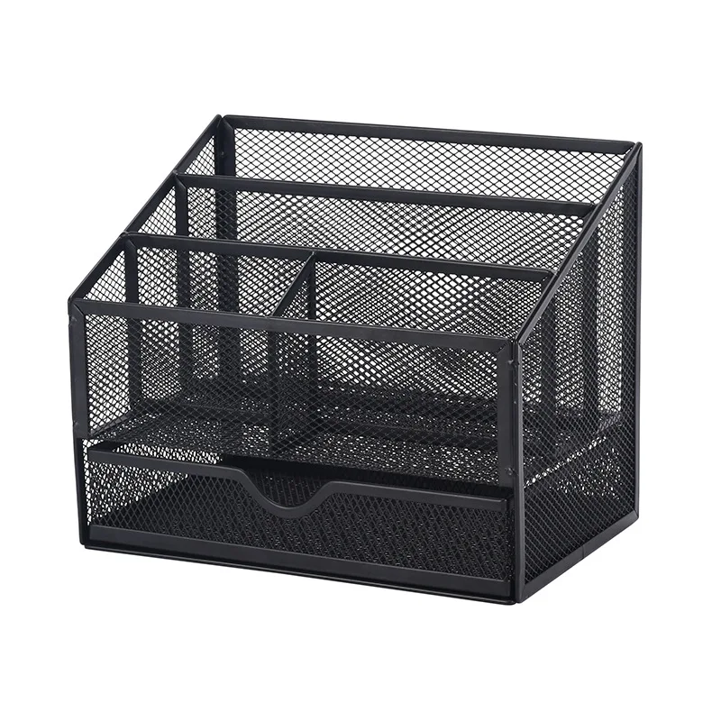 Metal Mesh Pen Holder Multifunctional And Durable Letter Compartment Drawer Storage Box for Office Desktop Storage