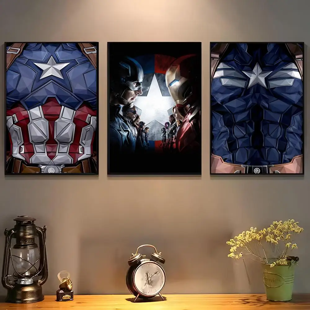

Captain America Civil War Poster For Self-adhesive Art Waterproof Paper Sticker Coffee House Bar Room Wall Decor