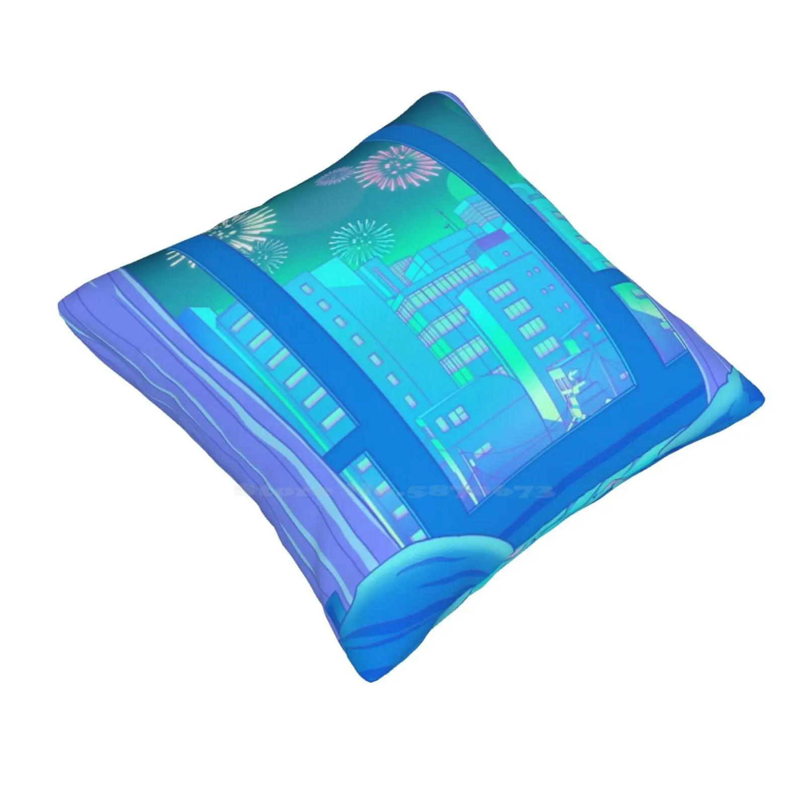 Shinjuku Summer Night Pillows Case Bedroom Home Decoration Summer Japan Night Matsuri Tokyo Hanabi Anime Manga Sky Pastel Lofi