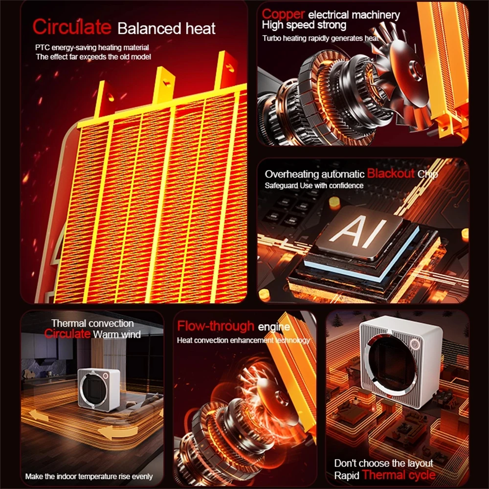 500 واط PTC سطح المكتب سخان كهربائي صغير محمول مروحة ومدفأة السيراميك التدفئة الدافئة منفاخ الهواء المنزل مكتب آلة تدفئة