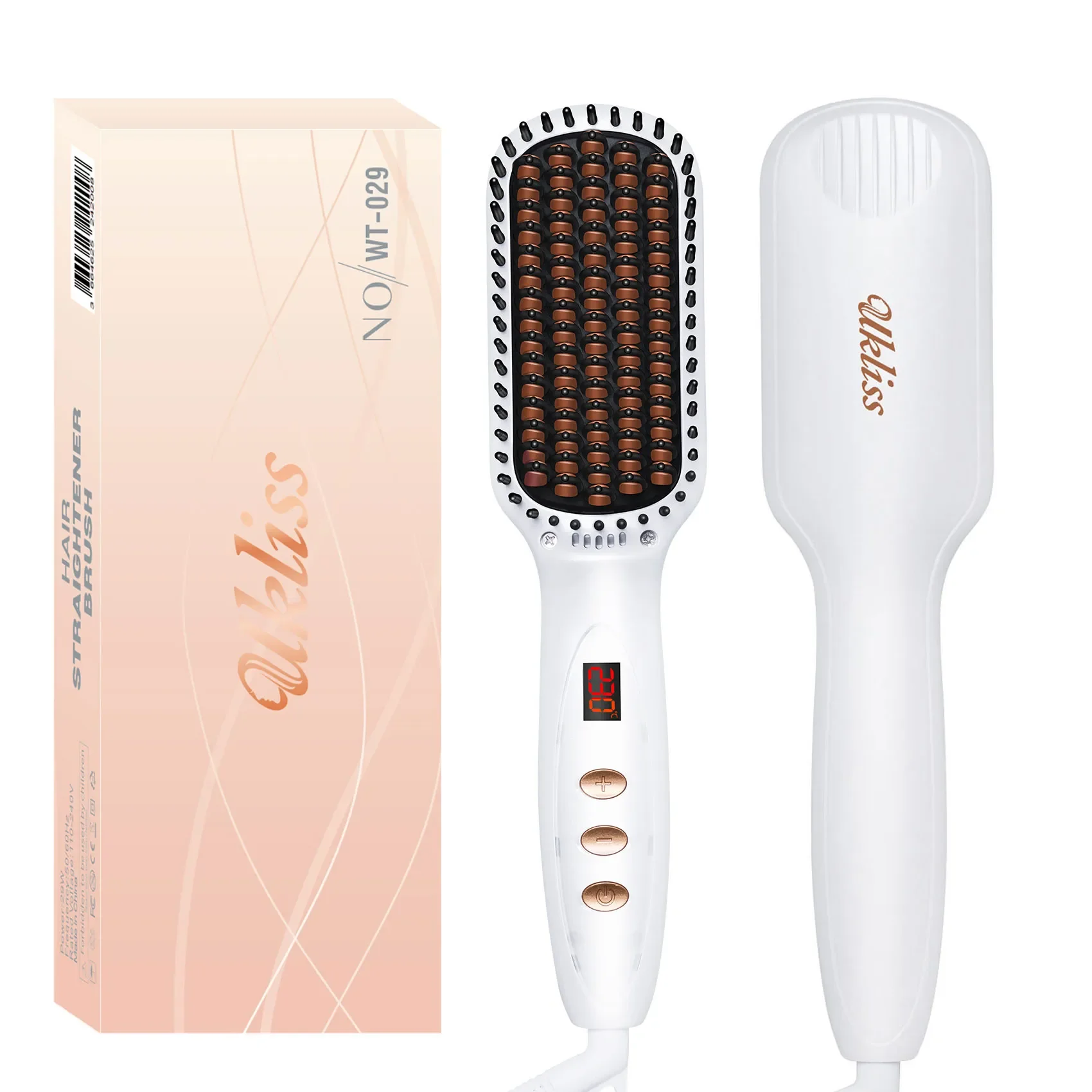 

Hair Straightener Brush 2-in-1 Ionic Straightening Brush Anti-Scald Hot Comb Smoothing Iron Hair Brush Beard Straightener