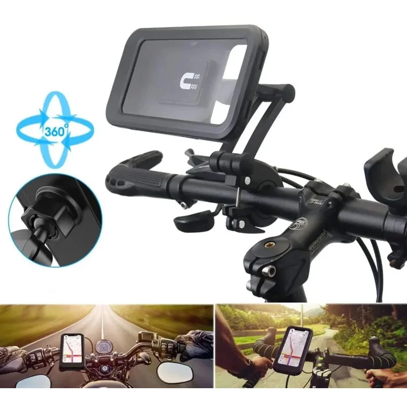 

360°Rotatable Bike Phone Holder Waterproof Anti-shock Retractable Motorcycle Phone Mount