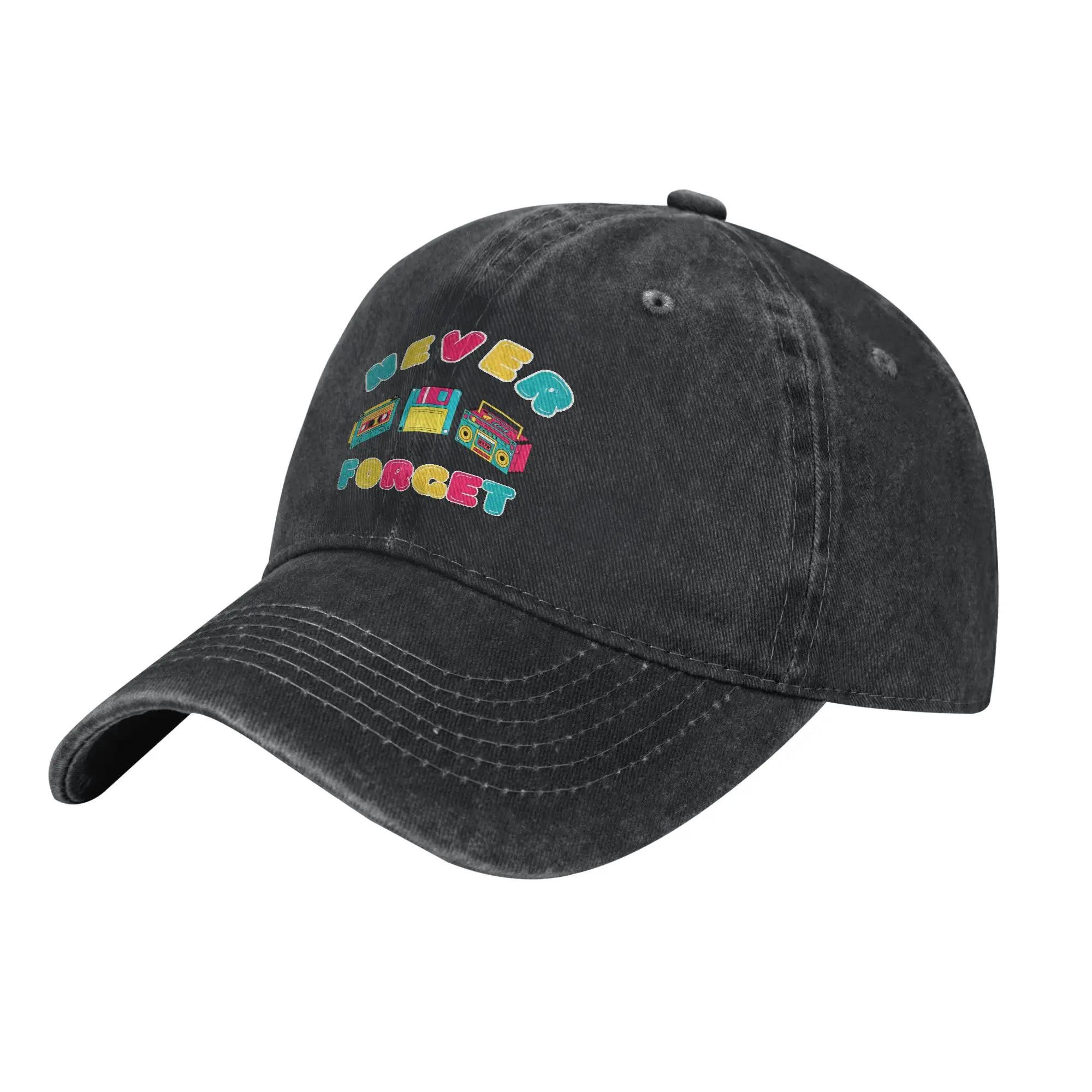 Never Forget Floppy Disk VHS Cassette Tape Baseball Caps Distressed Washed  Snapback Hat Unisex Outdoor Adjustable Fit Hats Cap