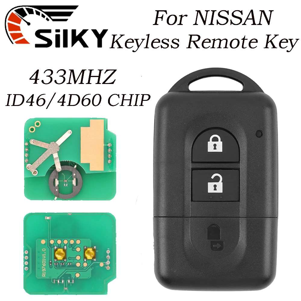 SilKY Keyless Remote Key 433MHz 4D60 / 46 PCF7936 Chip For Nissan X-trail Qashqai Pathfinder 2007-2015 285E34X00A / 285E3EB30A