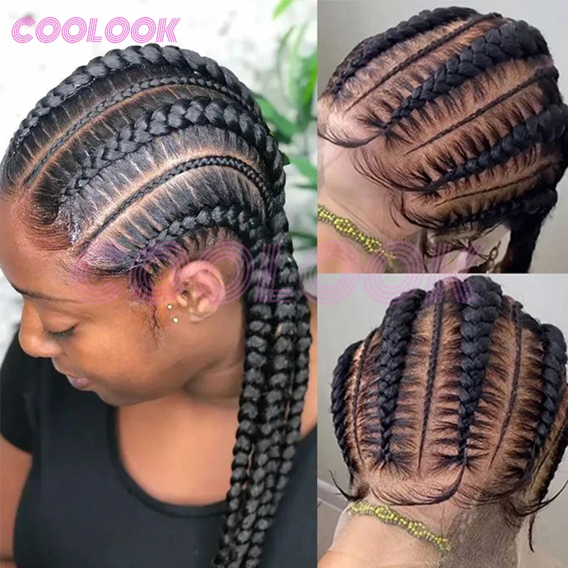 360 Full Lace Cornrow Gevlochten Pruiken Voor Zwarte Vrouwen Synthetische Knooploze 20 