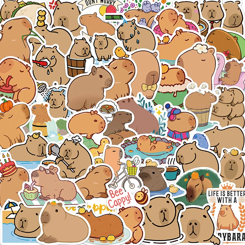 Capivara Adesivo Set para Meninos e Meninas, Laptop, Guitarra, Scrapbook, Revistas Presente para Adolescentes, Festa de Aniversário, Bonito, 50Pcs