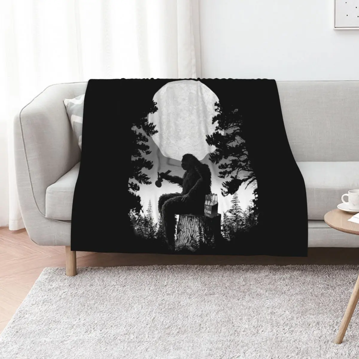 Bigfoot Chillaxin in the Forest Throw Blanket Beautifuls Furrys Tourist Extra Large Throw Plaid on the sofa Cute Plaid Blankets