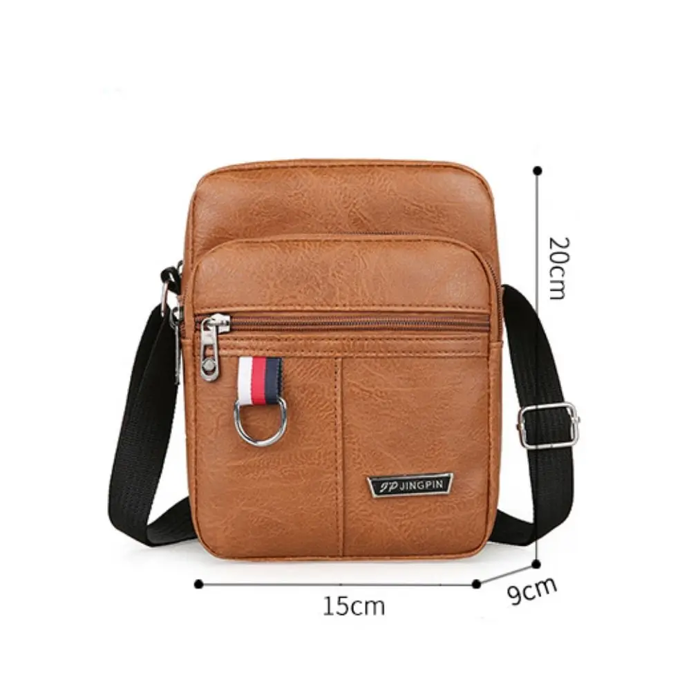 Men\'s Bag Casual Brown Black PU Leather Crossbody Bag Men Shoulder Messenger Bags Large Capacity Waterproof Fashion Handbag