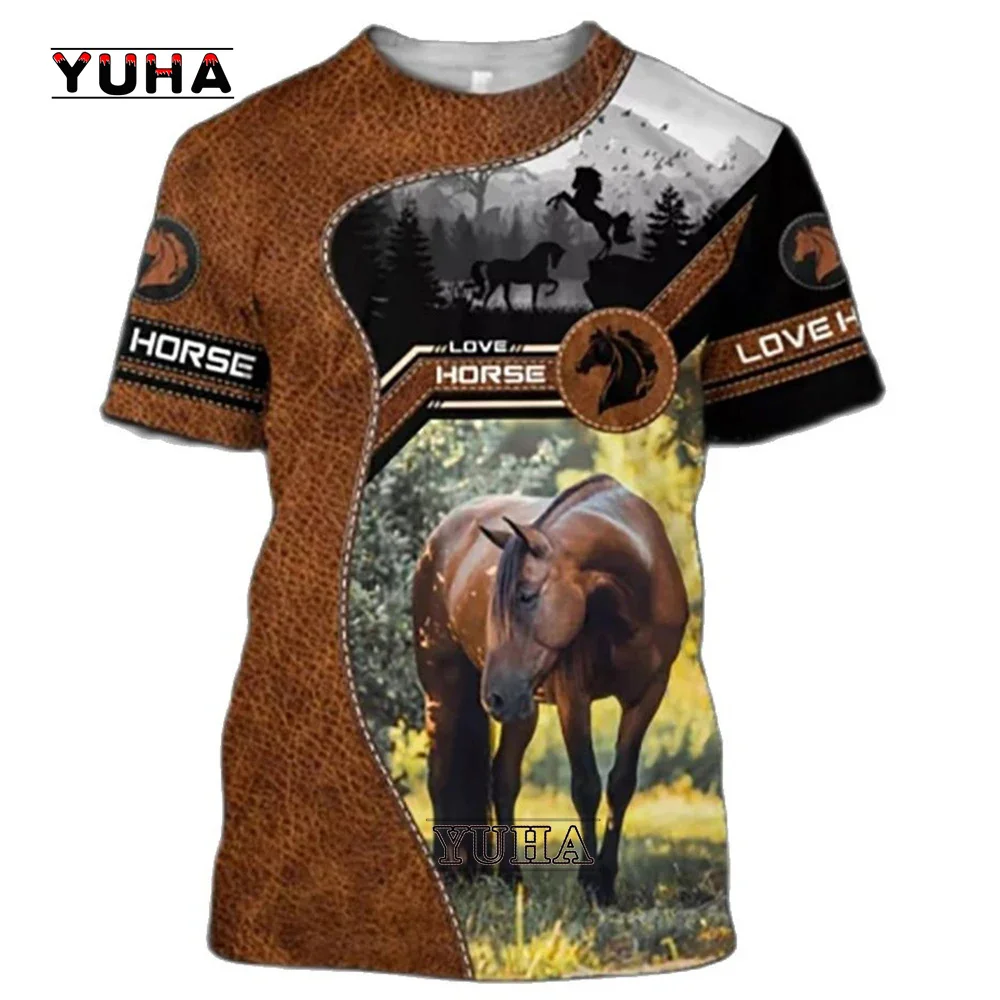 Summer 3D Printing Love Horse Shirt  Fashion Men\'s Tee Shirt Large Loose O-Neck T-Shirt Casual Short Sleeve T shirt  Clothes