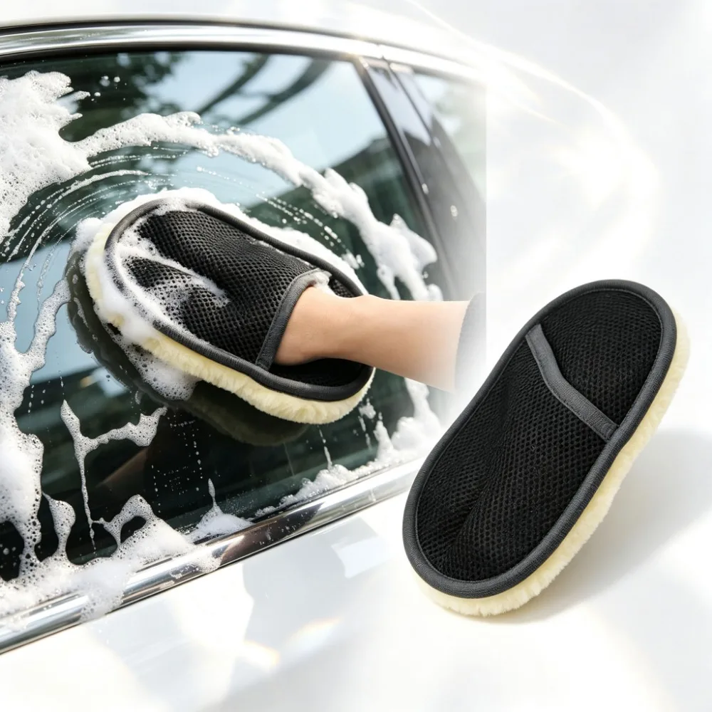 Plush Car Washing Gloves Soft Wool Car Wash Mitt Auto Motorcycle Cleaning Brush Car Detailing Care Tool