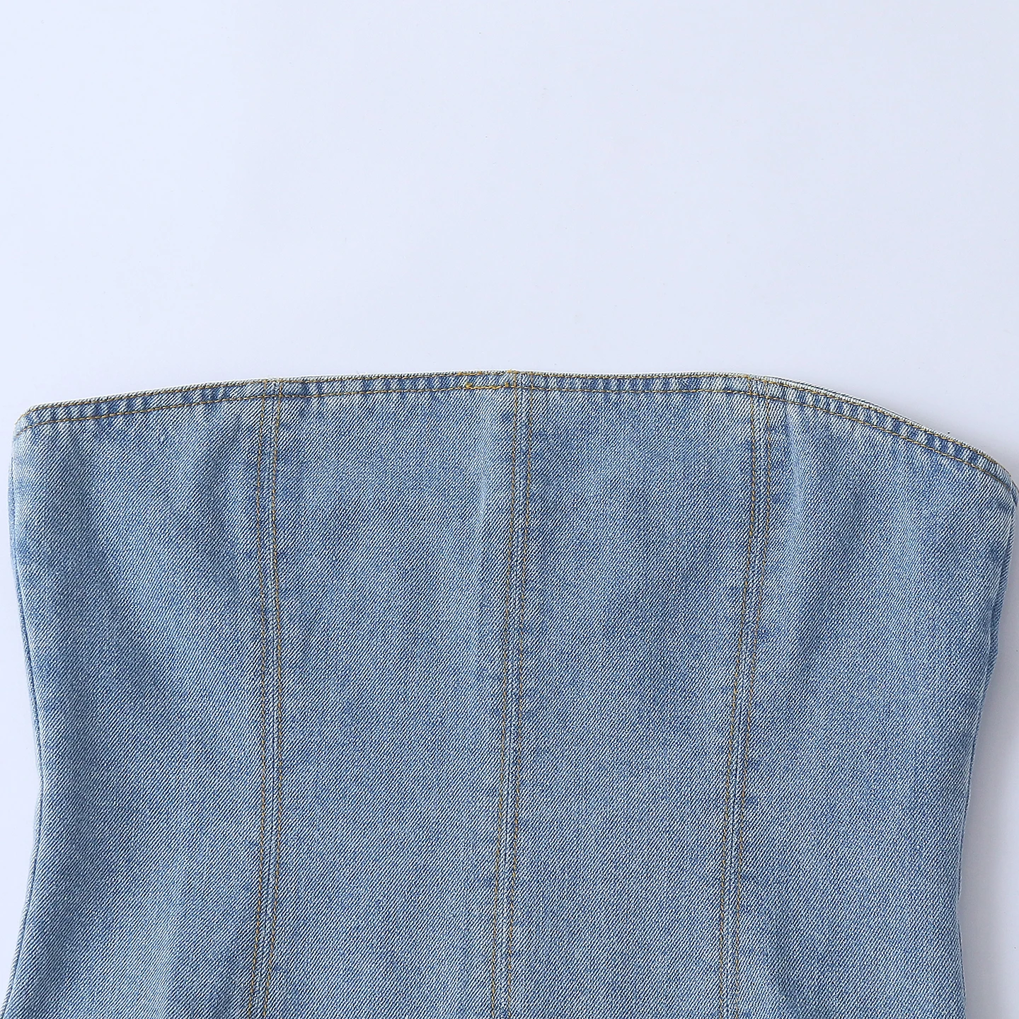 Sexy Slim Fit Pure Color Summer New Women's Denim Strapless Top Fashionable Trendy Young Adult Clothing Love And Beauty