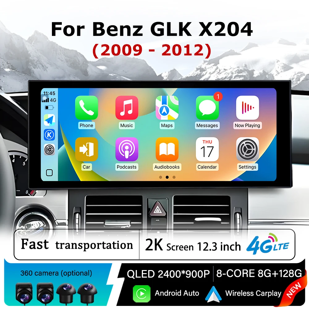 

Ultra-Thin screen Android 14 for Mercedes Benz GLK X204 2009 - 2012 Wireless Carplay Car Multimedia Player GPS Navi DSP Stereo