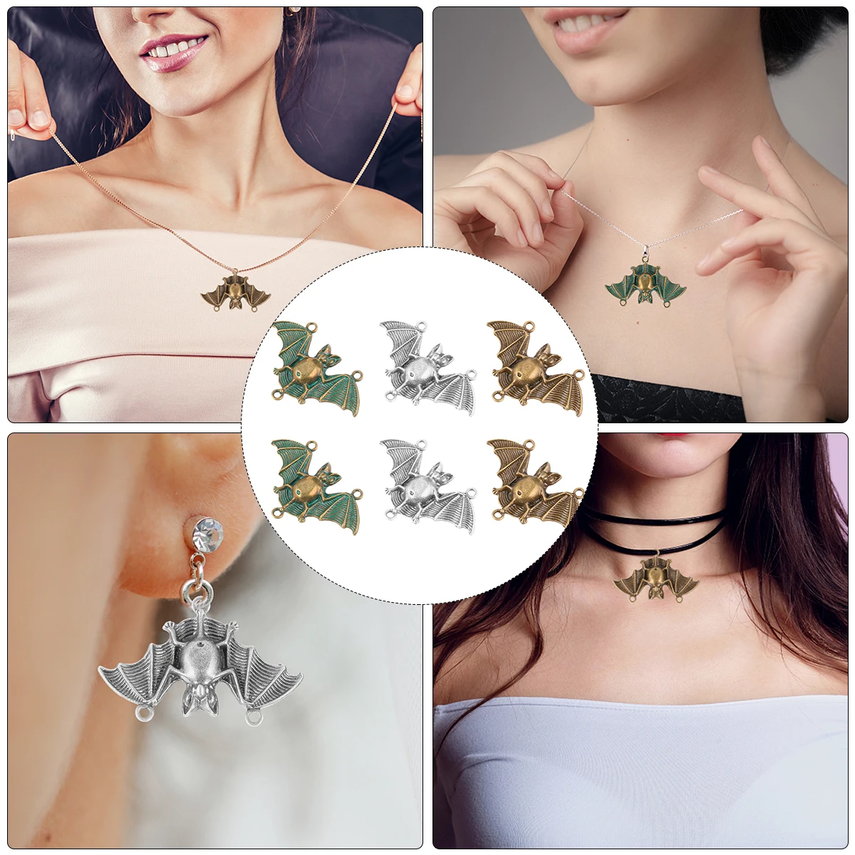 

30pcs Bat Pendant DIY Charm Vintage Alloy Halloween Jewelry Making Animal Earrings Pendants Accessories Craft Supplies