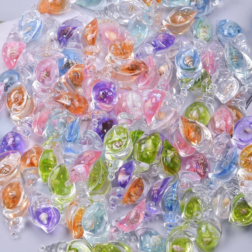 10/30/50/100pcs Resin 3D Noctilucent Conch Charms Kawaii Luminous Pendant For Jewelry Making Diy Earrings Keychain Accessories
