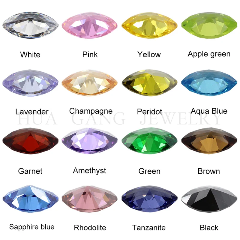 2X4mm~10X20mm 500pcs/lot Marquise Shape Cubic Zirconia Stone Multicolor Brilliant Cut Loose CZ Synthetic Gems Beads For Jewelry